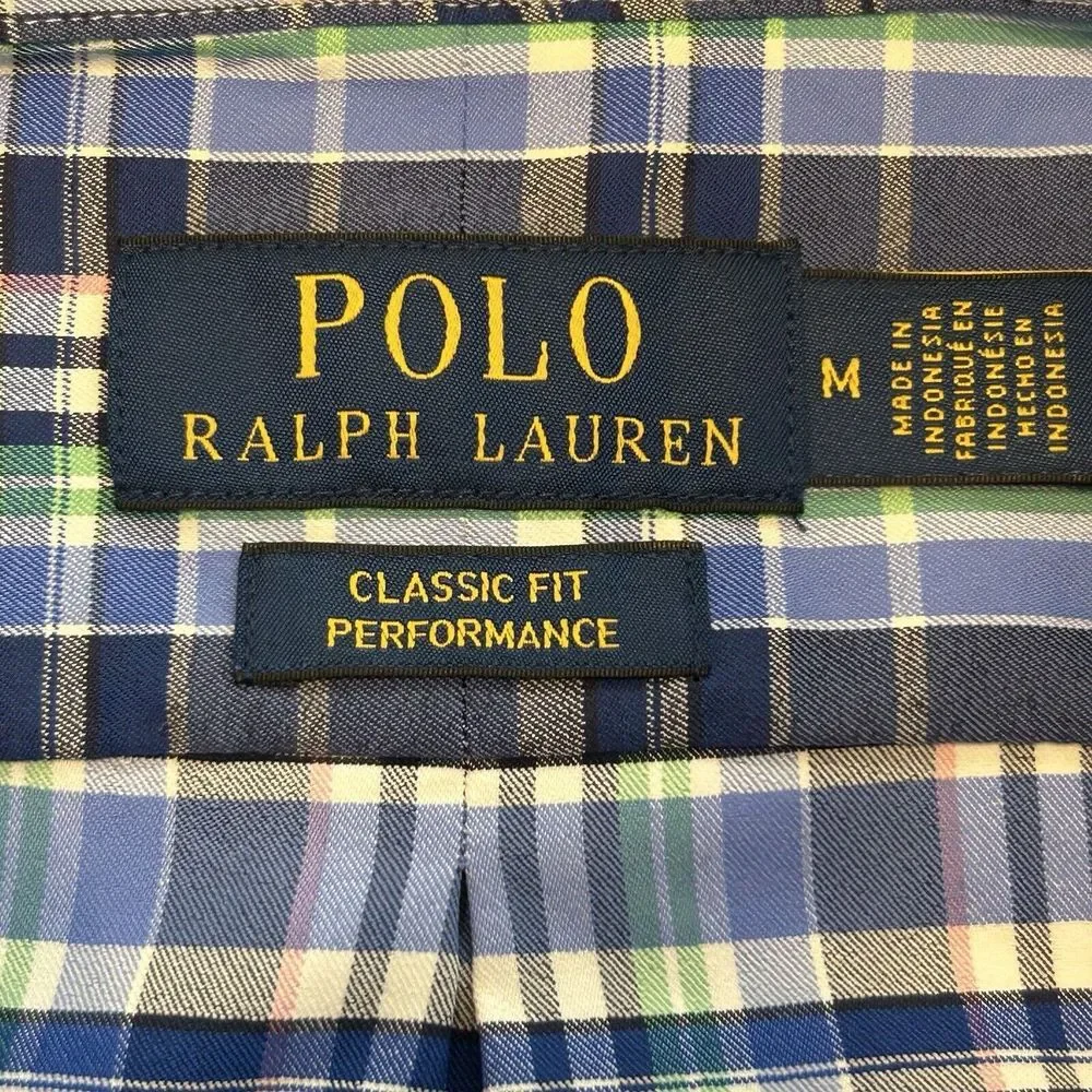 Polo Ralph Lauren Classic Fit Performance Long Sleeve Blue Plaid Mens M NWT $138